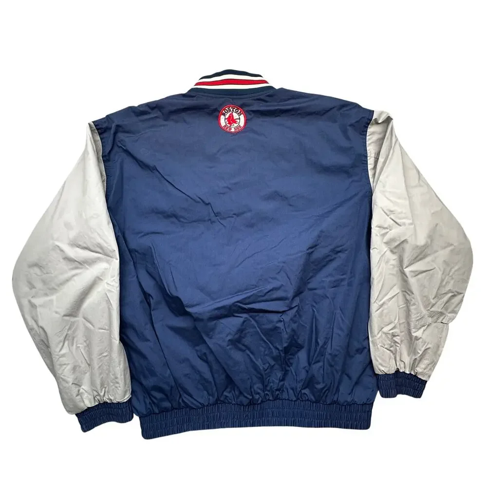 Vintage 90s Boston Red Fans Gear Sox Snap Bomber Jacket Mens Large Navy Gray